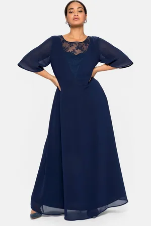 Sheego Abendkleid »Abendkleid aus Chiffon, mit Spitzen-Einsatz«, aus Chiffon, mit Spitzen-Einsatz
