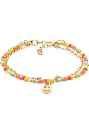 Elli Armkette »Armband Kids Layer Smiling Beads 925 Silber vergoldet«