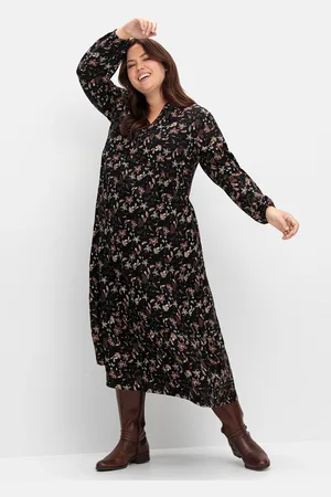 Sheego Druckkleid »Maxikleid mit Alloverprint, komplett gefüttert«, mit Alloverprint, komplett gefüttert
