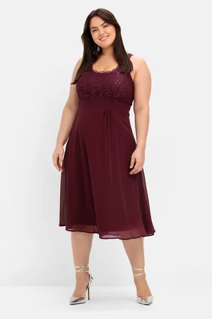 Sheego Cocktailkleid »Abendkleid mit Spitze und Pailletten«, mit Spitze und Pailletten