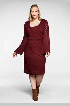 Sheego Strickkleid »Strickkleid in Ajourmuster, mit Unterkleid«, in Ajourmuster, mit Unterkleid