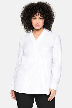 Sheego Langarmbluse »Bluse in A-Linie mit verdeckter Knopfleiste«, in A-Linie mit verdeckter Knopfleiste