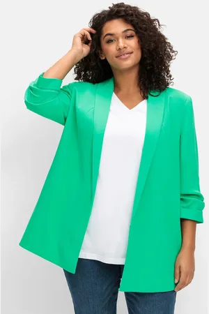 Sheego Longblazer »Blazer mit Schalkragen und gerafftem 3/4-Arm«, mit Schalkragen und gerafftem 3/4-Arm