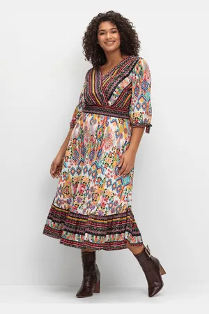 Sheego Sommerkleid »Maxikleid im Boho-Stil, mit Bordürendruck«, im Boho-Stil, mit Bordürendruck