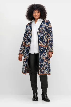 Sheego Strickmantel »Langer, offener Strickmantel mit Jacquardmuster«, mit Jacquardmuster