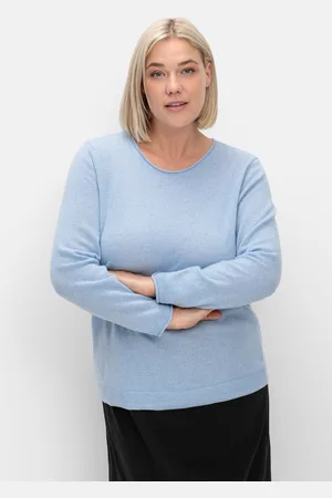 Sheego Rundhalspullover »Pullover aus reinem Kaschmir, mit Rollkanten«, aus reinem Kaschmir, mit Rollkanten
