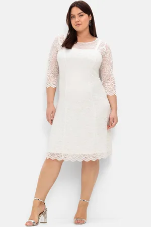 Sheego Spitzenkleid »Spitzenkleid mit feinem Glanz«, mit feinem Glanz