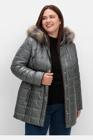 Sheego Steppjacke »Steppjacke mit Kunstfell-Kapuze, dezent glänzend«, mit Kapuze, mit Kunstfell-Kapuze, dezent glänzend