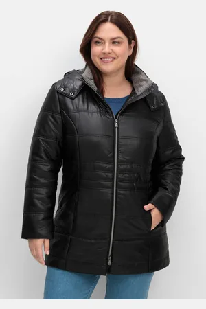 Sheego Steppjacke »Steppjacke mit Kapuze und Flanell-Details«, mit Kapuze, mit Kapuze und Flanell-Details