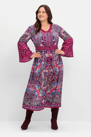 Sheego Maxikleid »Maxikleid im Boho-Stil, mit Trompetenärmeln«, im Boho-Stil, mit Trompetenärmeln