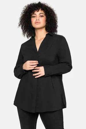 Sheego Langarmbluse »Bluse in A-Linie mit verdeckter Knopfleiste«, in A-Linie mit verdeckter Knopfleiste