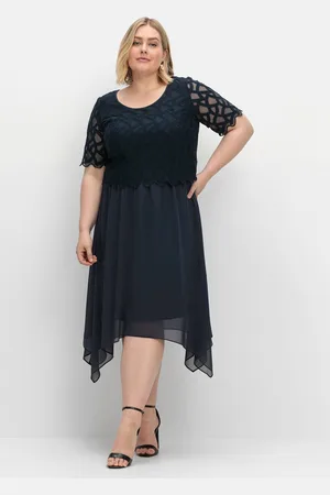 Sheego Abendkleid »Cocktailkleid aus Chiffon aus Chiffon, mit Zierbortenstickerei«, aus Chiffon, mit Zierbortenstickerei