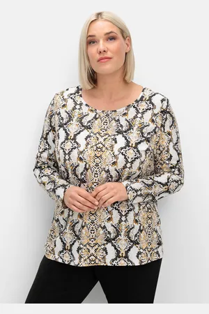 Sheego Langarmshirt »Langarmshirt mit Animalprint und Rundhalsausschnitt«, mit Animalprint und Rundhalsausschnitt