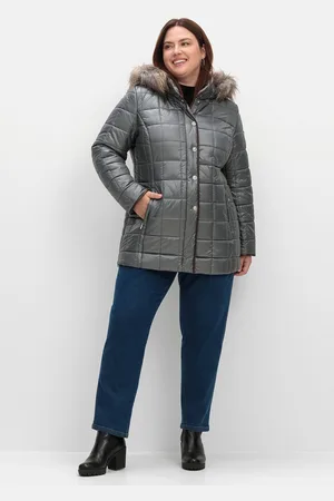 Sheego Steppjacke »Steppjacke mit Kunstfell-Kapuze, dezent glänzend«, mit Kapuze, mit Kunstfell-Kapuze, dezent glänzend