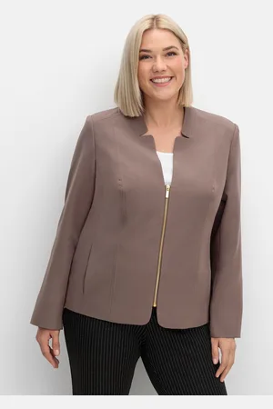 Sheego Jackenblazer »Blazer mit Stehkragen und Kontrast-Zipper«, mit Stehkragen und Kontrast-Zipper