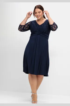 Sheego Abendkleid »Abendkleid mit floraler Spitze und Zier-Knotendetail«, mit floraler Spitze und Zier-Knotendetail