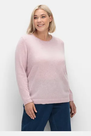 Sheego Rundhalspullover »Pullover aus reinem Kaschmir, mit Rollkanten«, aus reinem Kaschmir, mit Rollkanten
