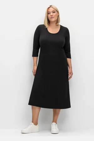 Sheego Shirtkleid »Shirtkleid aus Rippqualität, mit 3/4-Ärmeln«, aus Rippqualität, mit 3/4-Ärmeln