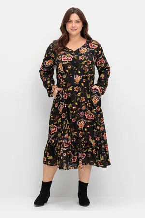 Sheego Druckkleid »Midikleid mit Volant am Saum«, mit Volant am Saum