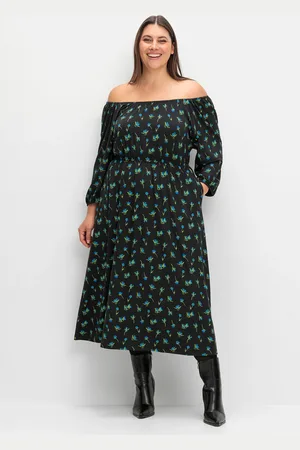 Sheego Druckkleid »Jerseykleid mit variablem Carmen-Ausschnitt«, mit variablem Carmen-Ausschnitt