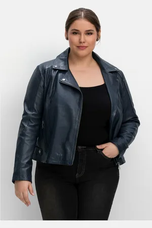 Sheego Lederjacke »Bikerjacke aus Lammnappa, im Biker-Stil«, ohne Kapuze, aus Lammnappa, im Biker-Stil