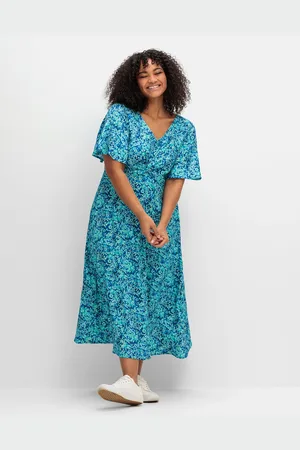 Sheego Sommerkleid »Maxikleid mit Knotendetail in der Taille«, mit Knotendetail in der Taille