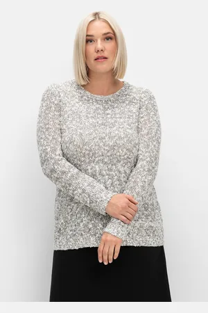 Sheego Rundhalspullover »Pullover aus meliertem Effektgarn«, aus meliertem Effektgarn