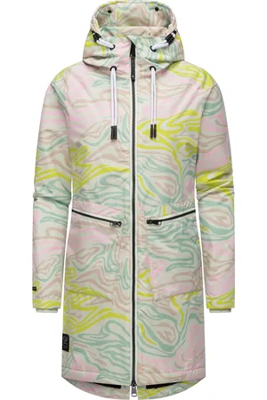 Ragwear Wintermantel »Wintermantel Holstic Print«, Wasserdichter Winter Kurzmantel mit Kapuze