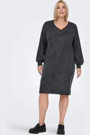 ONLY Strickkleid »CARMANIFESTA LS V-NECK DRESS KNT BF«, mit Spitze am Ausschnitt