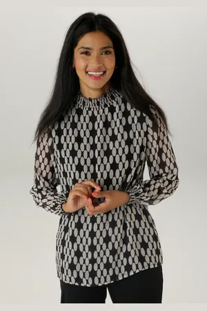 Aniston Chiffonbluse, mit grafischen Muster und Smok-Einsätzen - NEUE KOLLEKTION