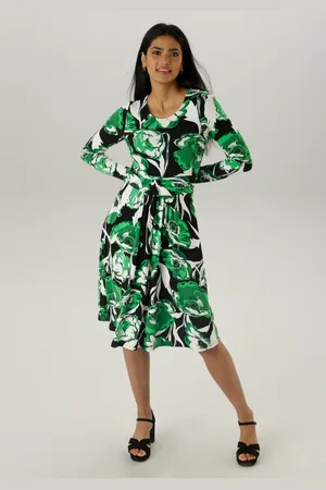 Aniston Jerseykleid, mit floralem Druck und gerafftem Taillenbund - NEUE KOLLEKTION