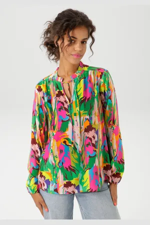 Aniston Schlupfbluse, mit Löwenköpfen im farbenfrohen Dschungel-Print - NEUE KOLLEKTION