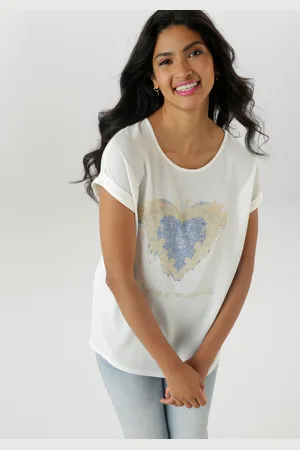 Aniston Shirtbluse, teilweise mit glänzenden, goldfarbenen Folienprint - NEUE KOLLEKTION