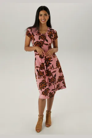 Aniston Sommerkleid, mit abstrakter Blüten- und Blättermusterung - NEUE KOLLEKTION