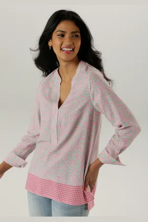 Aniston Longbluse, mit Rankenmusterung und Bordürendruck am Saum - NEUE KOLLEKTION