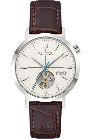 BULOVA Automatikuhr, Armbanduhr, Herrenuhr, Mechanische Uhr, Lederarmband, analog