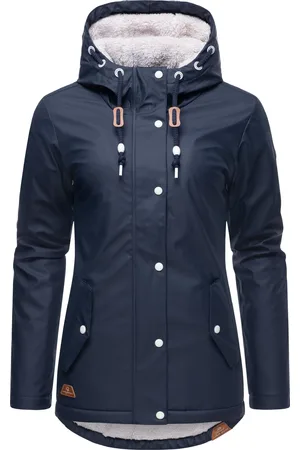 Ragwear Regenjacke »Regenjacke Marge«, mit Kapuze, warm gefütterter Damen Winter Regenmantel