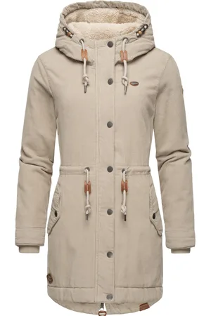 Ragwear Wintermantel »Winterjacke Canny Corduroy«, stylischer Damen Cordmantel mit Kapuze