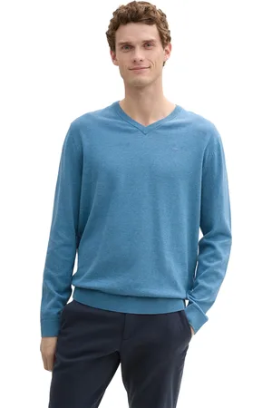 TOM TAILOR V-Ausschnitt-Pullover, mit kleiner Logo-Stickerei