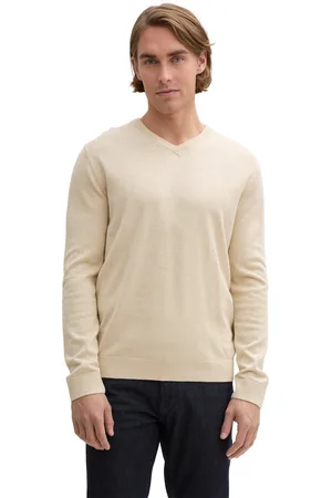 TOM TAILOR V-Ausschnitt-Pullover, mit kleiner Logo-Stickerei