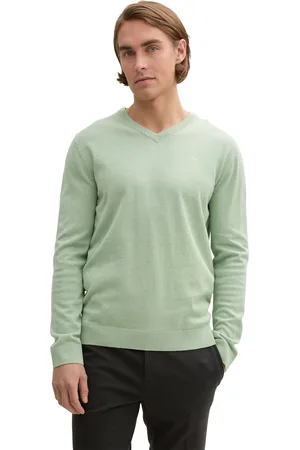 TOM TAILOR V-Ausschnitt-Pullover, mit kleiner Logo-Stickerei