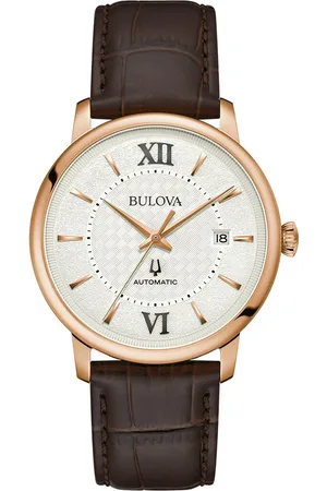 BULOVA Automatikuhr, Armbanduhr, Herrenuhr, Mechanische Uhr, Lederarmband, analog