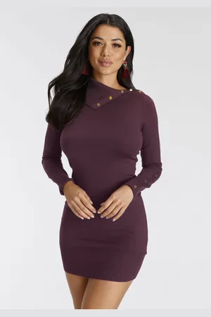 melrose Strickkleid, festlich, aus Viskosemischung, asymmetrischer Ausschnitt