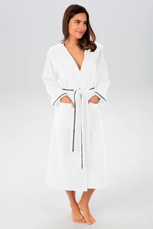Bruno Banani Damenbademantel »Danny, ideal für Sauna & Spa, Hotelbademantel, Morgenmantel«, (1 St.), mit Logostreifen, aus 100% Baumwolle, XS-3XL