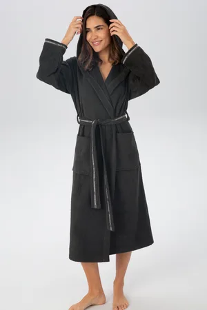 Bruno Banani Damenbademantel »Danny, ideal für Sauna & Spa, Hotelbademantel, Morgenmantel«, (1 St.), mit Logostreifen, aus 100% Baumwolle, XS-3XL