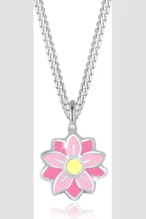 Elli Kette ohne Anhänger »Halskette Kinder Flower Blume Emaille Rosa 925 Sterling Silber«