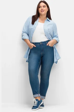 Sheego Stretch-Jeans »Jeans »Die Schmale« mit zweifarbigen Kontrastnähten«
