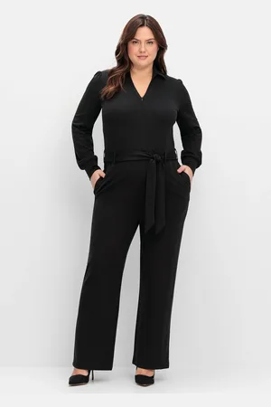 Sheego Jumpsuit »Jumpsuit mit Bindegürtel und Reißverschluss vorn«, (mit Gürtel)