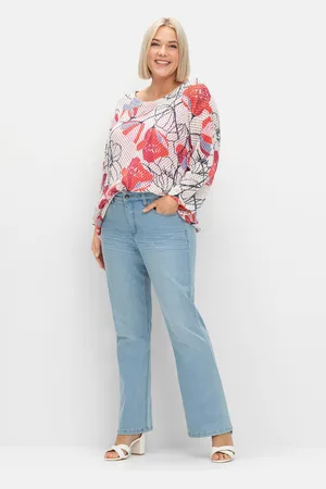 Sheego Bootcut-Jeans »Jeans mit Used-Effekten, extralang«