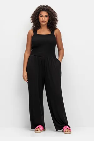 Sheego Jumpsuit »Jumpsuit mit Smok-Oberteil und weitem Bein«